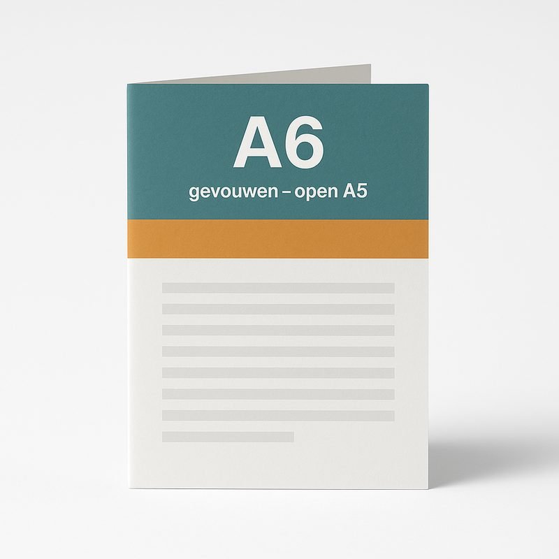 Dichtgevouwen A6-folder met bedrukte voorkant