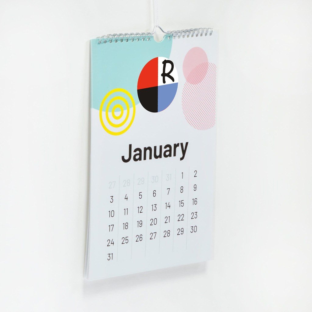 25 kalenders drukken, Wire-o muurkalender A3 staand, 13 vellen