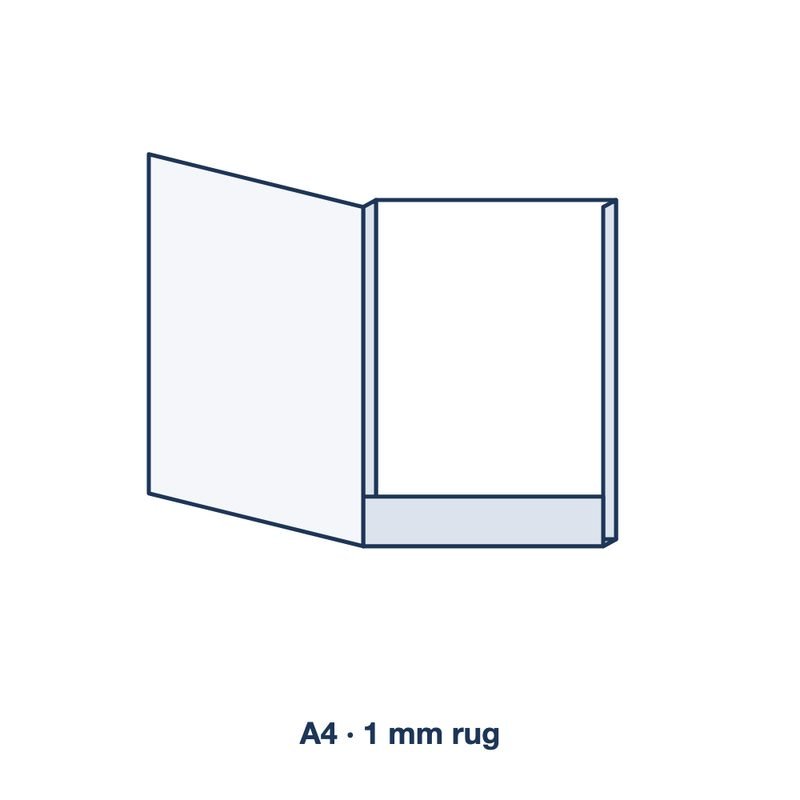 Maattekening van een A4-presentatiemap met 1 mm rug